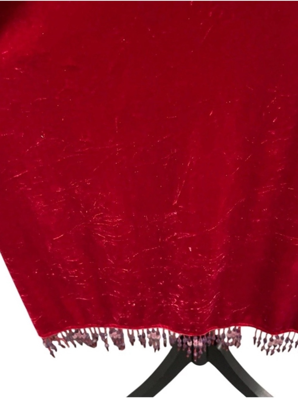 Vintage Betsey Johnson New York Velvet Beaded Fringe Slip Dress M FLAW - Picture 8 of 15